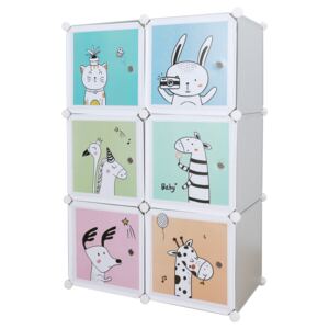 TEMPO Dětská modulární skříň, šedá / dětský vzor, Biaro