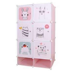 TEMPO Modulární skříň pro děti, růžová / dětský vzor, NORME