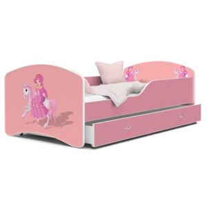 Dětská postel IGOR 80x180 cm v růžové barvě se šuplíkem VZOR 9