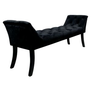 TEMPO Designová lavice, černá Velvet látka / kaučukové dřevo, Hemy