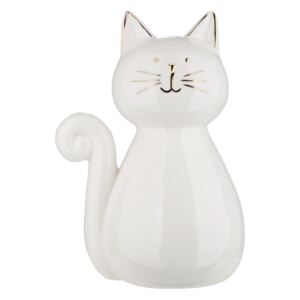 GILDE Porcelánová dekorace kočka Diana bílá, 10x15x21 cm