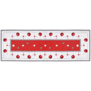 Škodák Teflonový dekorační běhoun na stůl vzor 415 – Červené vánoční ozdoby - 40 x 140 cm