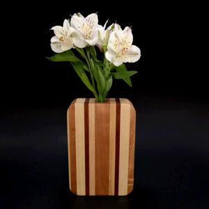 AMADEA Dřevěná váza obdélníková, kombinace masivních dřevin, 18 cm