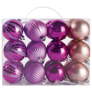MELINERA® Vánoční koule, 24 kusů (lila fialová)