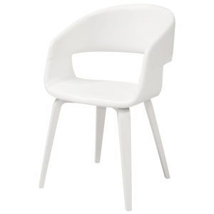 Jídelní židle s čalouněním v bílé ekokůži na bílé dřevěné podnoži SET 2 ks DO113
