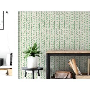 Tapeta na zeď - Šipky skandi styl Barva: béžová-zelená, Materiál: Digitální eko vlies - klasická tapeta nesamolepicí