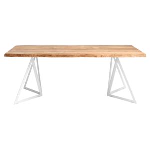 Nordic Přírodní masivní jídelní stůl Geometric 200x100 cm s bílou podnoží