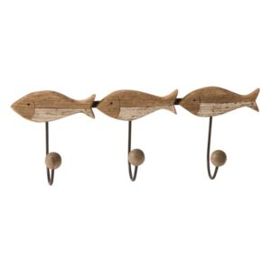 Nástěnný dřevěný 3- háček rybičky Fish - 43*10*17cm