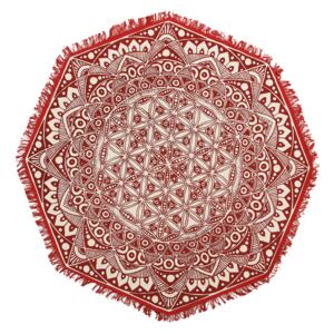 Koberec osmiúhelníkový ø 120 cm orientální styl, barva červená a krémová MEZITILI