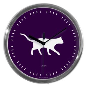 Designové nástěnné hodiny: Kočka, Výběr barev Fialová