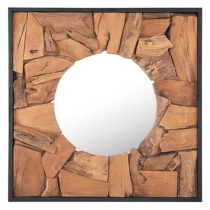 Nástěnné zrcadlo YECORA ze světlého dřeva 70 x 70 cm