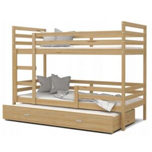 Dětská patrová postel s přistýlkou JACEK 3 dřevěný 80x190 Barva konstrukce: Olše