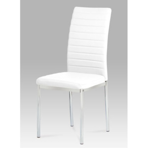 Autronic Jídelní židle, koženka bílá / chrom AC-1285 WT