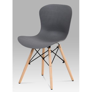 Jídelní židle, šedý vroubkovaný plast / natural