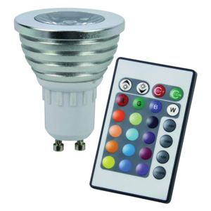 RGB LED žárovka GU10 3W color + dálk.ovládání (Multicolor + DO)