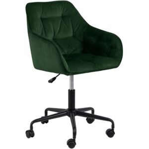 SCANDI Tmavě zelená sametová konferenční židle Norman