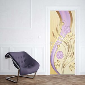 GLIX Fototapeta na dveře - Luxury Ornamental Floral Design Purple And Gold | 91x211 cm