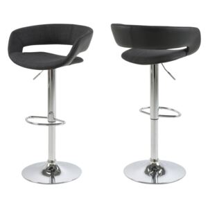 Designová barová židle Natania antracitová černá a chromová