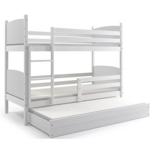 Patrová postel BRENEN 3 + matrace + rošt ZDARMA, 80x190, bílý, bílá