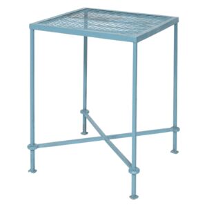 Kovový stolek ve světle modré barvě