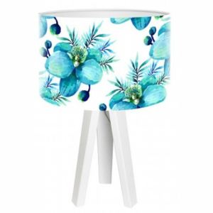 Stolní lampa Turquoise Flower + bílý vnitřek + bílé nohy