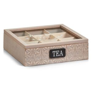 Dřevěná krabička na čaj, 9 přihrádek, ZELLER