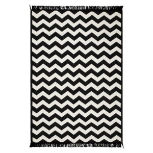 Černo-bílý oboustranný koberec Zig Zag, 120 x 180 cm
