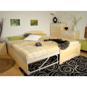Dřevěná rozkládací postel z masivu DUO VO+NR 180x200