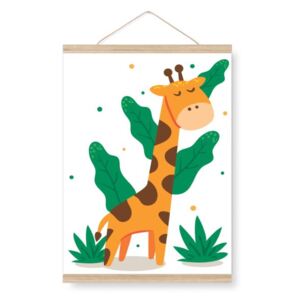 Plakát do dětského pokoje - žirafa v džungli A3