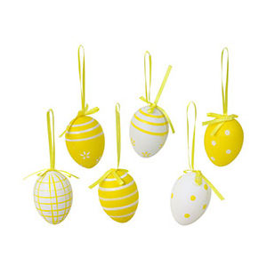 Autronic Vajíčka plastová, 6 cm - 6 ks v sadě, barva žlutá