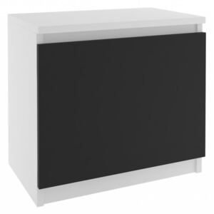 Noční stolek v černobílém provedení, bílý korpus