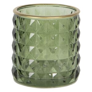 Zelený skleněný svícen na čajovou svíčku - Ø 7*7 cm
