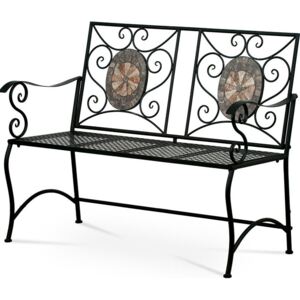 Autronic Zahradní lavice, keramická mozaika, kovová kontrukce, černý matný lak (typově ke stolu JF2225 a židli JF2226) JF2227