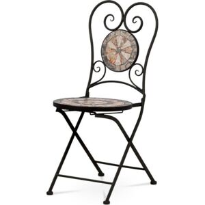 Autronic Zahradní židle, keramická mozaika, kovová konstrukce, černý matný lak (typově ke stolu JF2225 a lavici JF2227) JF2226