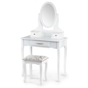 MODERNHOME Toaletní stolek se zrcadlem a stoličkou Jona bílý