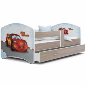 Dětská postel LUKI se šuplíkem SONOMA 160x80cm vzor FIRE WHEELS 43L