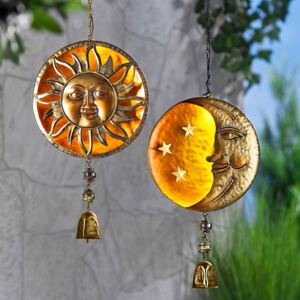 Solární závěsná dekorace Slunce a Měsíc, 2 kusy