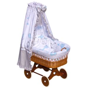 Proutěný košík na miminko s nebesy Scarlett Gusto - modrá