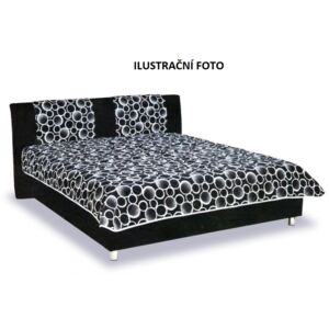Zvýšená čalouněná postel Dajana, 180x200, matrace Visco, ČERNO-ŠEDÁ + denní deka