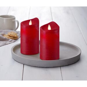 Svíčky z pravého vosku s LED, 2 ks, červené