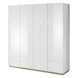 Bílá šatní skříň s osvětlením vysoký lesk Pegas 11