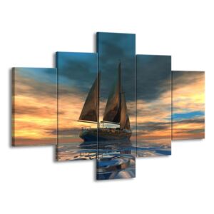 Vícedílný obraz Jachty na jezeře 100x70 cm