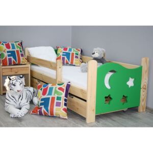 Dětská postel SEVERYN, borovice/zelená, 70x160cm