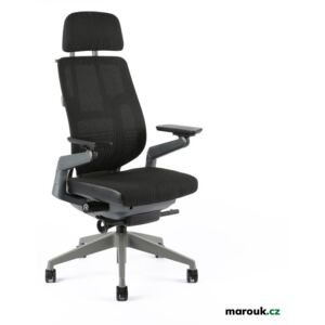 Kancelářská ergonomická židle Office Pro KARME MESH — černá, s podhlavníkem a područkami Černá A10