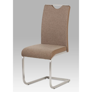 Jídelní židle látka a koženka cappuccino broušený nerez HC-921 CAP2