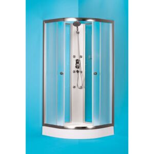HOPA - Čtvrtkruhový sprchový box GRANADA - Barva rámu zástěny - Hliník chrom, Hloubka - 90 cm, Provedení - Univerzální, Šíře - 90 cm, Vanička HL - Bez vaničky, Výplň - Matné bezpečnostní sklo - 5 mm OLBGRA90CMBV