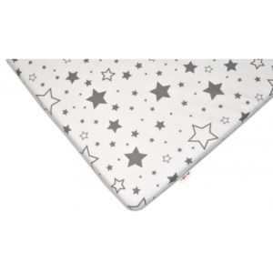 Baby Nellys Baby Nellys Bavlněné prostěradlo 60x120 cm - Šedé hvězdy a hvězdičky - bílé