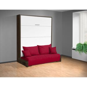Výklopná postel s pohovkou VS 3058P, 200x180 cm barva lamina: ořech/bílé dveře, nosnost postele +standartní nosnost bez matrace, barva pohovky: ALOVA 30 bordo