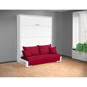 Výklopná postel s pohovkou VS 3058P, 200x180 cm barva lamina: Bílá 113, nosnost postele +vyšší nosnost o 20kg bez matrace, barva pohovky: ALOVA 30 bordo