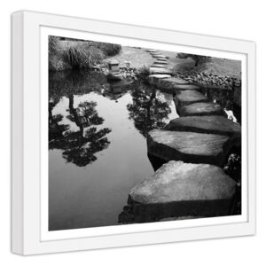 CARO Obraz v rámu - A Stone Bridge 40x30 cm Bílá